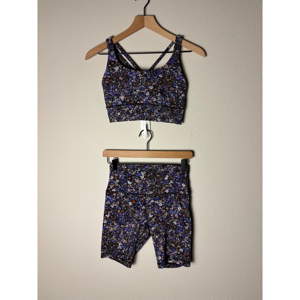 Lululemon Flower Burst Multi Energy Bra 8 and Align High Rise Short 8" size6 Set